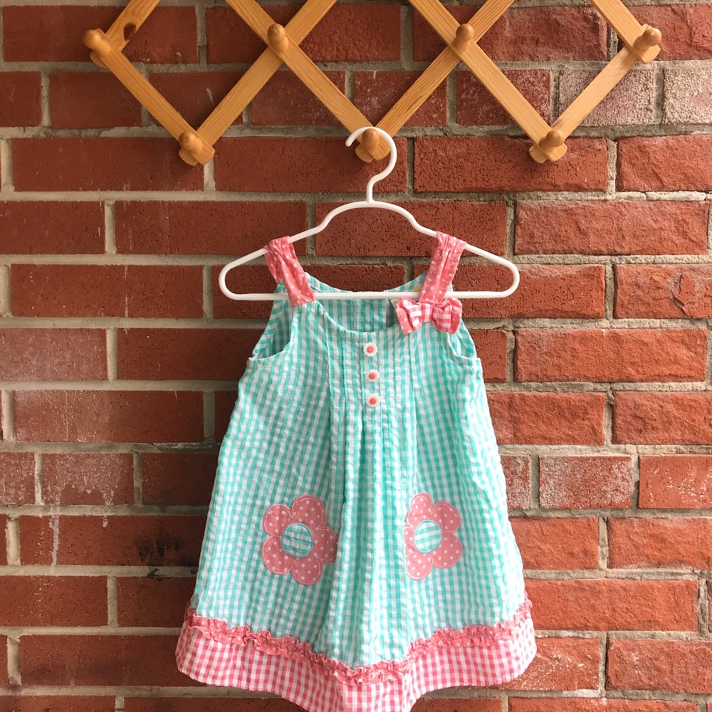 Vintage Samara Toddler Sundress Pink Green Gingham 24M